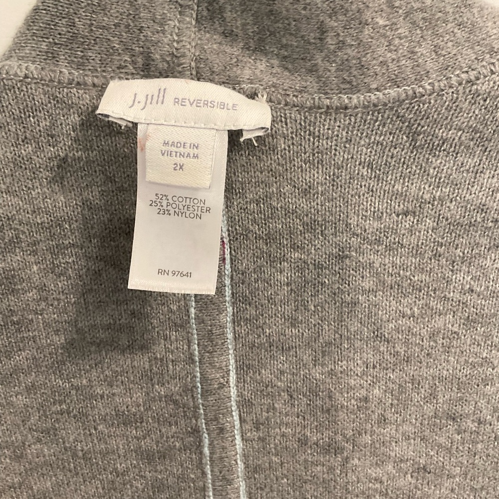 J. Jill Light Teal and Grey Reversible Cardigan - Picture 5 of 5